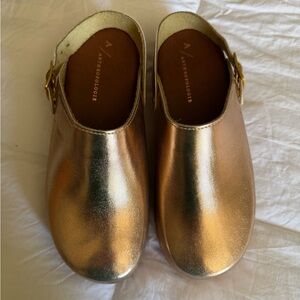 Anthropologie Copper Metallic Clogs